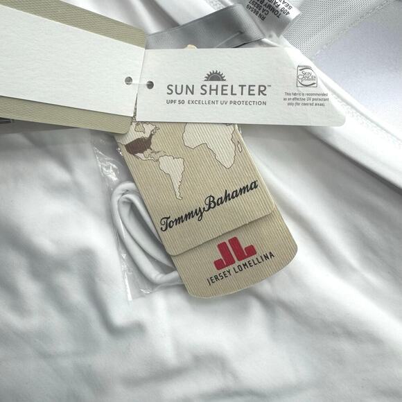 Tommy Bahama Pearl Shirred Bandeau One Piece Swimsuit White Size 6 NWT - Picture 10 of 12